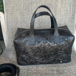 All leather, black artesian handbag